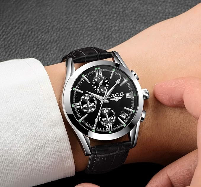 LIGE "Classic Chrono" – L'Élégance du Cuir & de l'Acier