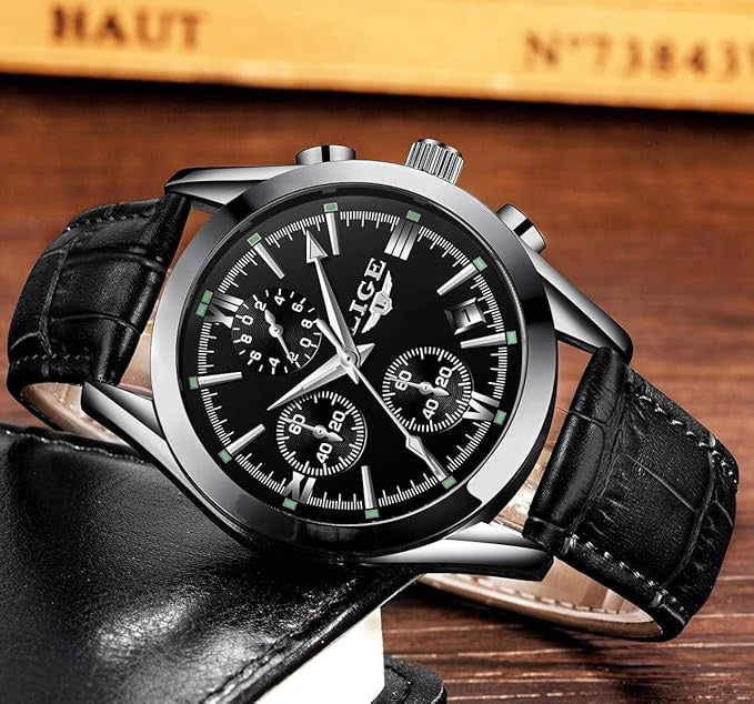LIGE "Classic Chrono" – L'Élégance du Cuir & de l'Acier