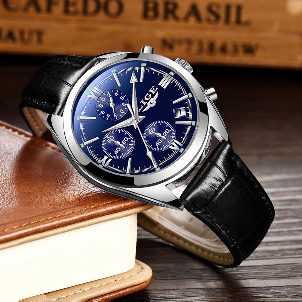 LIGE "Classic Chrono" – L'Élégance du Cuir & de l'Acier