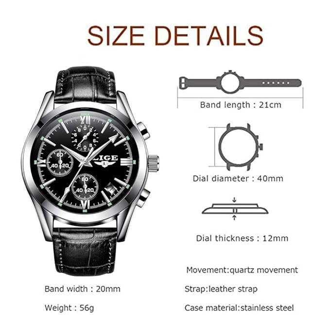 LIGE "Classic Chrono" – L'Élégance du Cuir & de l'Acier