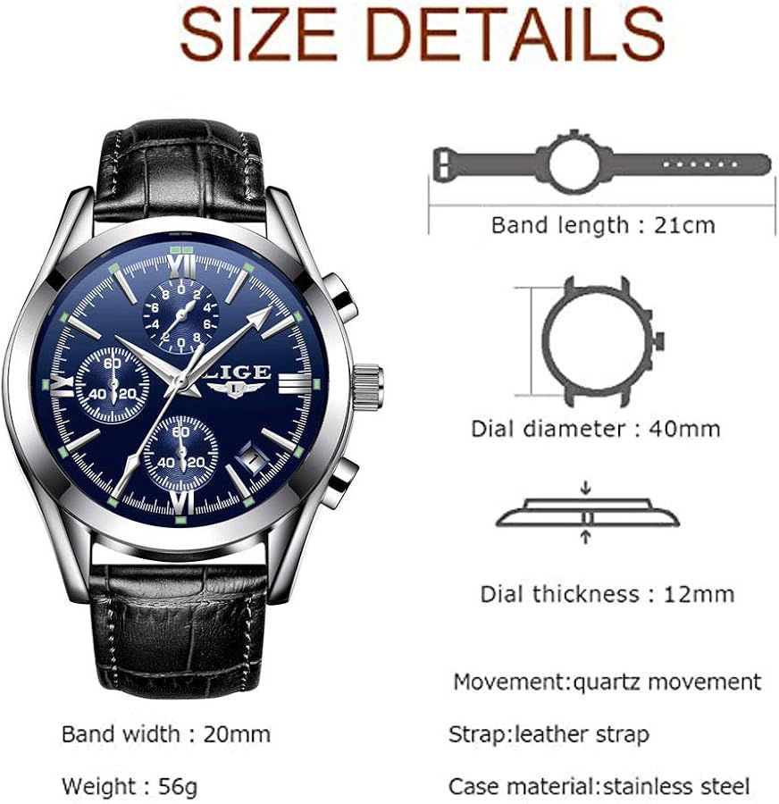LIGE "Classic Chrono" – L'Élégance du Cuir & de l'Acier
